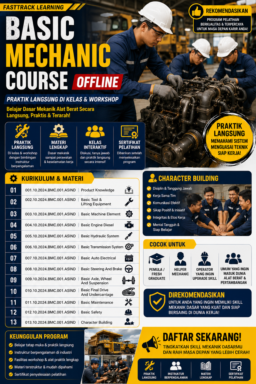 Pelatihan BMC (Basic Mechanic Course): Membangun Pondasi Karier Mekanik Alat Berat